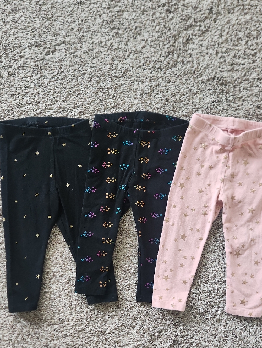 Cat & Jack Metallic Star & Heart Pattern Leggings - Black, Pink, Multicolor